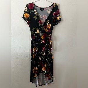 Black floral print dress